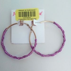 Betsey Johnson New Purple Hoop Earrings